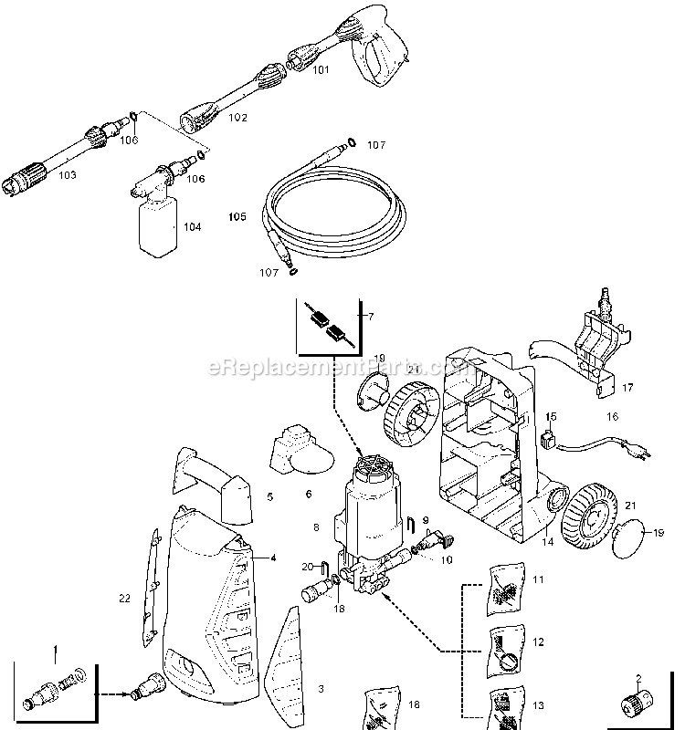 Black and Decker PW1370DW-B2 (Type 1) 1300w Pressure Washer Power Tool Page A Diagram